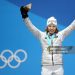Gold medalist Laura Dahlmeier of Germany celebrates on the podium during the Medal Ceremony for the Women's Biathlon 7.5 km Sprint . (Photo by Dan Istitene/Getty Images)