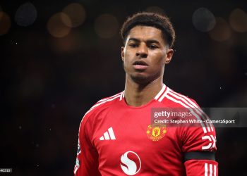 Manchester United's Marcus Rashford during the Premier League match between Manchester United FC and Nottingham Forest FC at Old Trafford on December 7, 2024
(Photo by Stephen White - CameraSport via Getty Images)