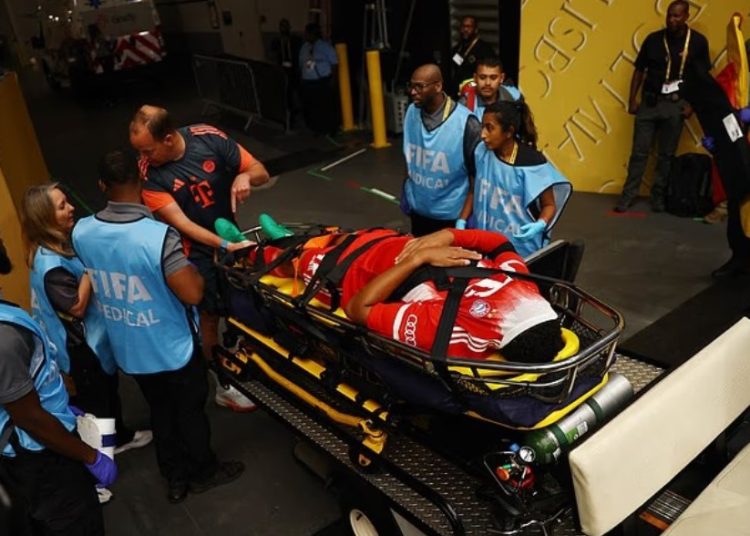 Jamal Musiala stretchered off after suffering serious injury Photo Courtesy: Reuters