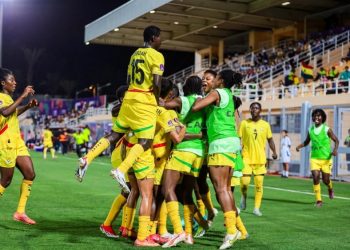 Black Queens celebrate win at 2024 Women's AFCON Photo Courtesy: GFA