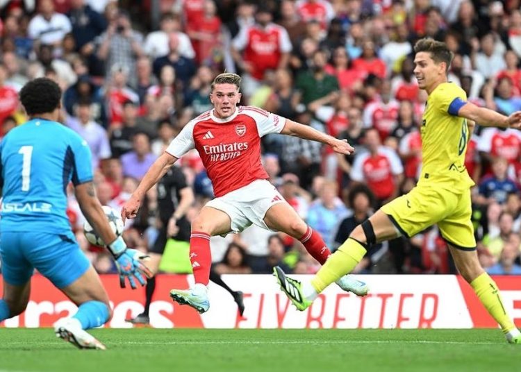 Viktor Gyokeres (14) in action for Arsenal Photo Courtesy: Arsenal