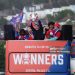 Steve Parish, co-owner and chairman of Crystal Palace celebrates with the FA Cup trophy on May 26, 2025 in London, England. Crystal Palace defeated Manchester City in the FA Cup Final in London on May 17. (Photo by Alex Broadway/Getty Images)