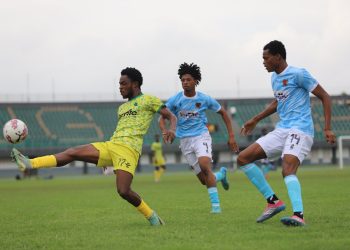 Shot from Gold Stars (yellow)- Kpando Heart of Lions 2025 GHALCA game Photo Courtesy: Gold Stars