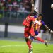 Kotoko striker Kwame Opoku (red) in action against Hearts of Oak in GHALCA Top 4 Photo Courtesy: AKSC