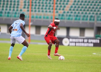 Shot from Kotoko (red)-Kpando Heart of Lions game at 2025 GHALCA Top 4 Photo Courtesy: AKSC