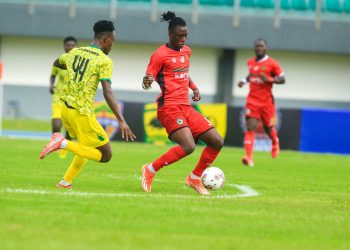 Kotoko midfielder Emmanuel Antwi (red) in action against Gold Stars in 2025 GHALCA Top 4 Photo Courtesy: Kotoko