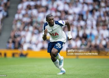 Mohammed Kudus of Tottenham Hotspur during the Premier League match between Tottenham Hotspur and Burnley (Photo by Sebastian Frej/MB Media/Getty Images)