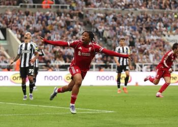 Rio Ngumoha celebrates after scoring winner for Liverpool against Newcastle Photo Courtesy: Getty Images
