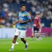Rodrygo Goes right winger of Real Madrid and Brazil during the warm-up before the La Liga EA Sports match (Photo by Jose Breton/Pics Action/NurPhoto via Getty Images)