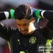 Altay Bayindir of Manchester United looks dejected during the Premier League match between Manchester United and Arsenal (Photo by Marc Atkins/Getty Images)