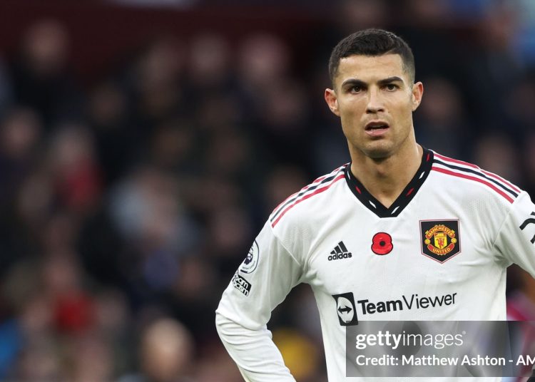 Cristiano Ronaldo of Manchester United during the Premier League match between Aston Villa and Manchester United at Villa Park on November 6, 2022 in Birmingham, United Kingdom. (Photo by Matthew Ashton - AMA/Getty Images)