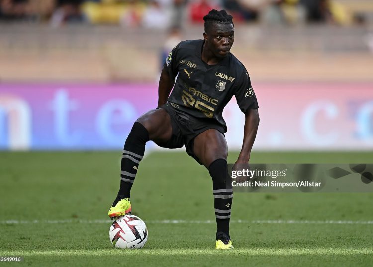 Alidu Seidu of Stade Rennais on the ball (Photo by Neal Simpson/Allstar/Getty Images)