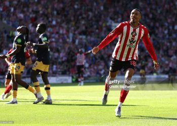 Wilson Isidor celebrates after scoring the third goal (Photo by Stu Forster/Getty Images)