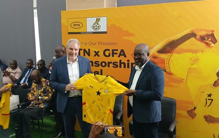 GFA President Kurt Okraku with CEO of MTN Ghana, Stephen Blewett