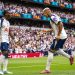Richarlison celebrate with Mohammed Kudus after scoring his team's second goal. (Photo by Sebastian Frej/MB Media/Getty Images)