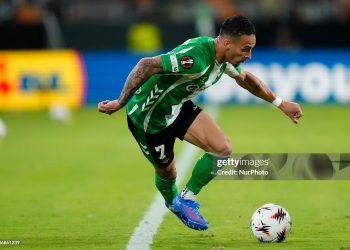 Antony right winger of Betis and Brazil during the UEFA Europa League 2025/26 League Phase MD1 match between Real Betis Balompie and Nottingham Forest (Photo by Jose Breton/Pics Action/NurPhoto via Getty Images)