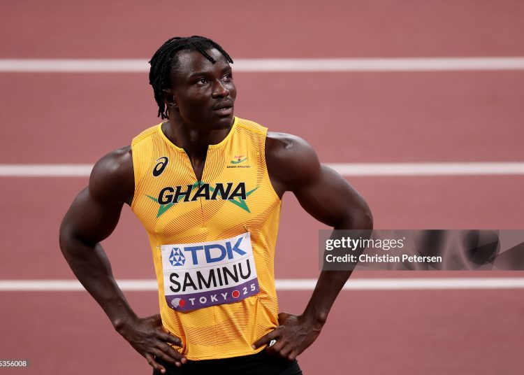 Abdul-Rasheed Saminu of Team Ghana looks on after competing in the Men's 100m Semi-Final on day two of the World Athletics Championships Tokyo 2025 (Photo by Christian Petersen/Getty Images)