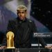 Lamine Yamal speaks on stage with the Men's Kopa Trophy during the 69th Ballon D'Or Ceremony (Photo by Kristy Sparow - UEFA/UEFA via Getty Images)