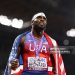 Silver medalist Kenneth Bednarek of Team United States celebrates with the national flag after competing in the Men's 200 Metres Final on day seven of the World Athletics Championships Tokyo 2025 (Photo by Hannah Peters/Getty Images)