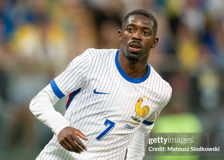 Ousmane Dembele of France looks on during the FIFA World Cup 2026 qualifier (Photo via Slodkowski/Getty Images)