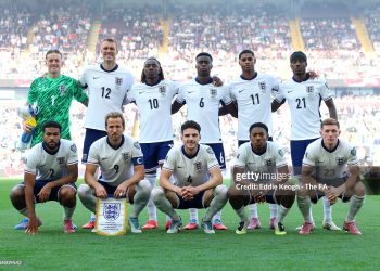 Players of England pose for a team photograph prior to the FIFA World Cup 2026 qualifier match (Photo by Eddie Keogh - The FA/The FA via Getty Images)