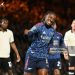 Eberechi Eze of Arsenal celebrates after scoring his teams first goal during the Carabao Cup Third (Photo by Clive Mason/Getty Images)
