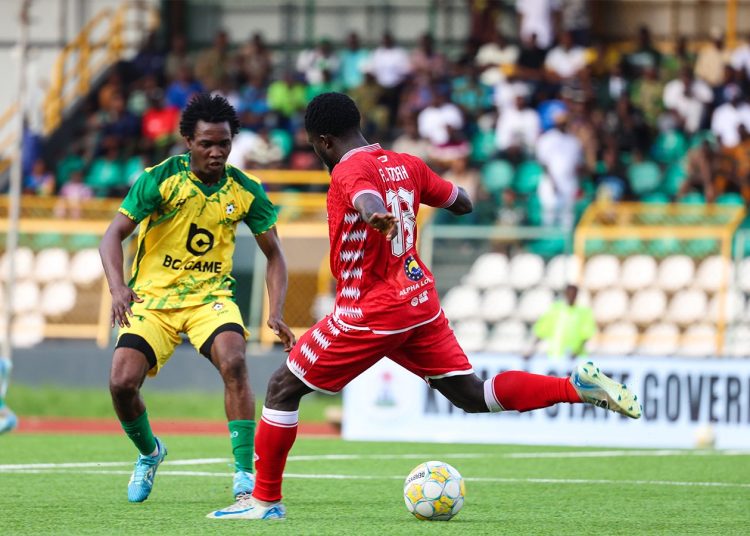 Shot from Kotoko (red) v Kwara United Game Photo Courtesy: AKSC