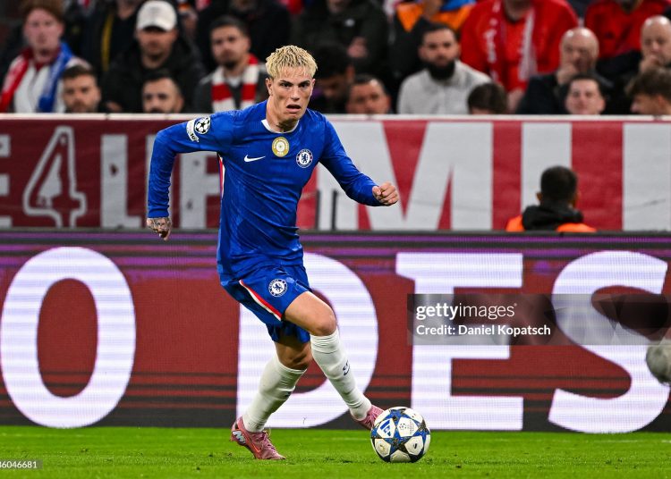 Alejandro Garnacho of Chelsea FC in action during the UEFA Champions League 2025/26 League Phase MD1 match between FC Bayern München and Chelsea FC (Photo by Daniel Kopatsch/Getty Images)