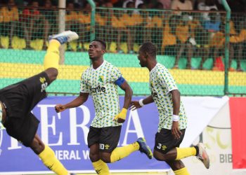 Samuel Atta Kumi (10) celebrates goal Photo Courtesy: Bibiani Gold Stars