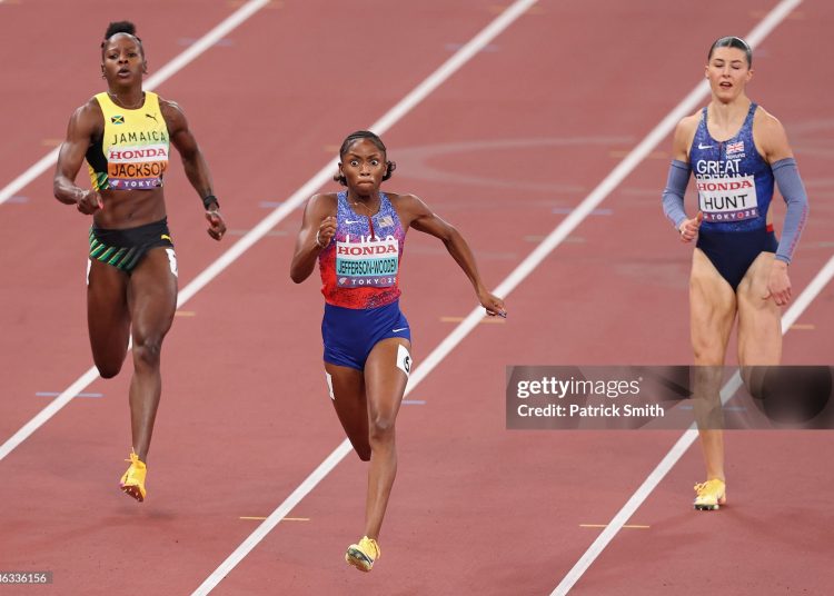 Melissa Jefferson-Wooden of Team United States competes in the Women’s 200 Metres Final on day seven of the World Athletics Championships Tokyo 2025 (Photo by Patrick Smith/Getty Images)