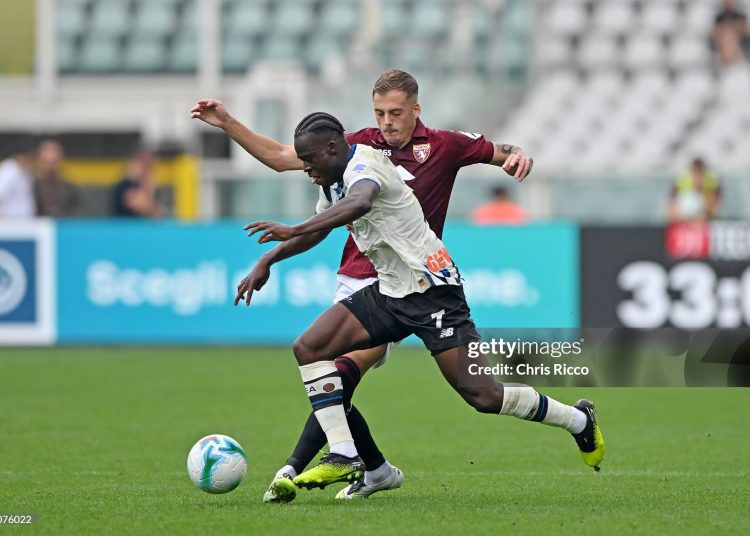 Kamaldeen Sulemana of Atalanta BC challenged by Ivan Ilic of Torino FC during Serie A match (Photo by Chris Ricco/Getty Images)