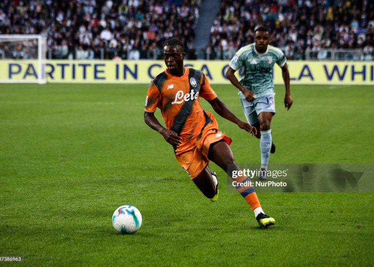 Atalanta forward Kamaldeen Sulemana (7) is in action during the Serie A football match number 5, Juventus versus Atalanta, at the Allianz Stadium (Photo by Matteo Bottanelli/NurPhoto via Getty Images)