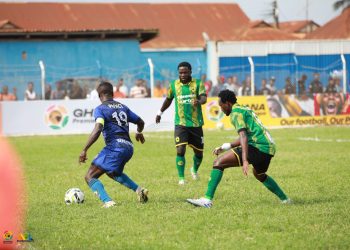 Shot from Berekum Chelsea (Blue)- Kotoko game Photo Courtesy: GPL