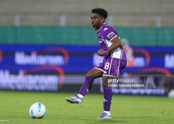 Tariq Lamptey of ACF Fiorentina in action during Serie A match (Photo by Gabriele Maltinti/Getty Images)