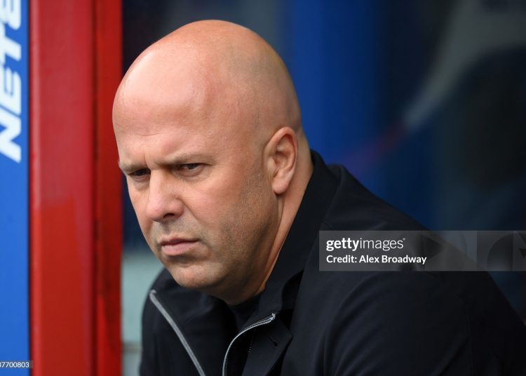 Arne Slot, Manager of Liverpool, looks on prior to the Premier League match between Crystal Palace and Liverpool (Photo by Alex Broadway/Getty Images)