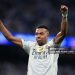 Kylian Mbappe of Real Madrid celebrates scoring his team's second goal from the penalty spot during the UEFA Champions League 2025/26 League Phase MD1 match (Photo by Aitor Alcalde - UEFA/UEFA via Getty Images)