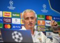 Jose Mourinho, Head Coach of SL Benfica reacts as he speaks to the media during a SL Benfica Press Conference (Photo by Alex Broadway/Getty Images)