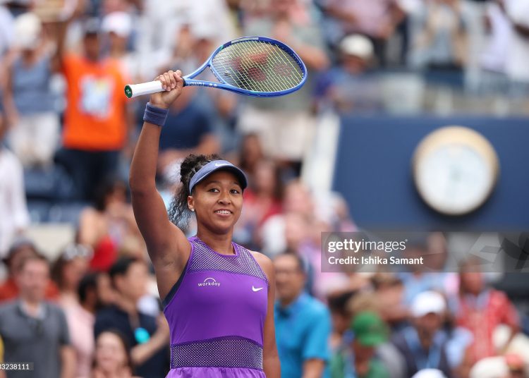 Naomi Osaka of Japan celebrates after defeating Coco Gauff of the United States during their Men's Singles Fourth Round match on Day Nine of the 2025 US Open at USTA Billie Jean King National Tennis Center (Photo by Ishika Samant/Getty Images)
