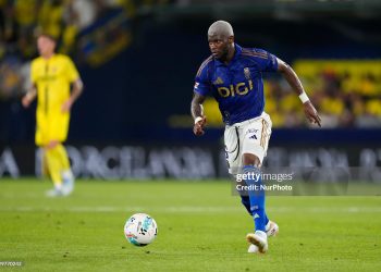 Kwasi Sibo central midfield of Oviedo and Ghana during the LaLiga EA Sports match between Villarreal CF and Real Oviedo at Estadio de la Ceramica on August 17, 2025 in Villarreal, Spain. (Photo by Jose Breton/Pics Action/NurPhoto via Getty Images)
