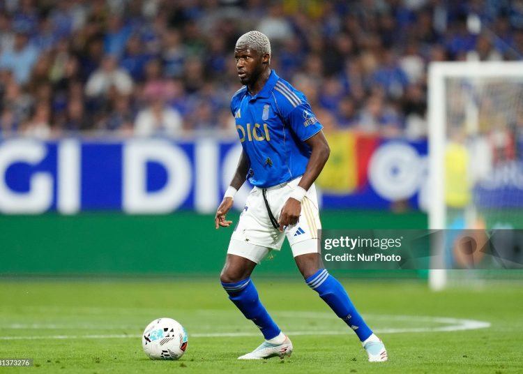 Kwasi Sibo central midfield of Oviedo and Ghana during La Liga EA Sports match (Photo by Jose Breton/Pics Action/NurPhoto via Getty Images)