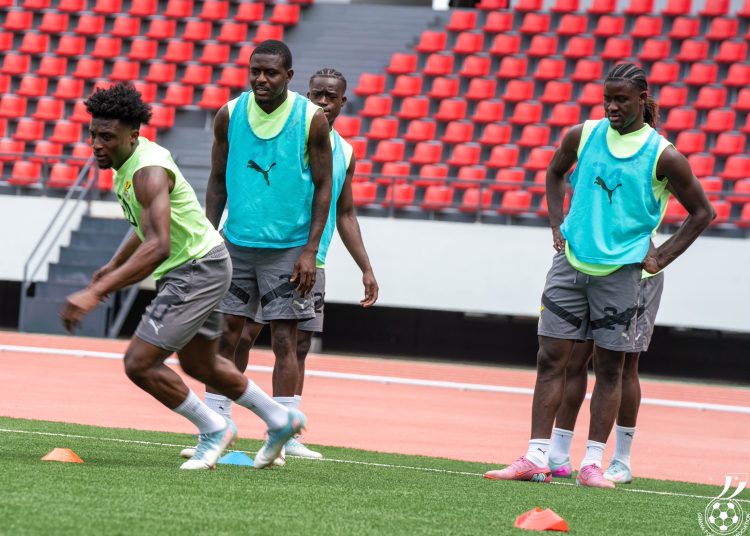 Black Stars players train ahaead of FIFA Qualifier against Chad Photo Courtesy: GFA