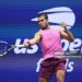 Carlos Alcaraz of Spain returns against Jannik Sinner of Italy during their Men's Singles Final match on Day Fifteen of the 2025 US Open (Photo by Matthew Stockman/Getty Images)