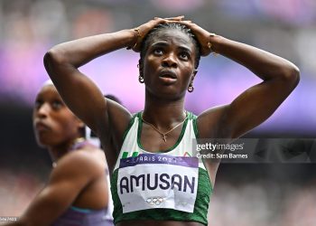 Tobi Amusan of Team Nigeria after the women's 100m hurdles semi-final at the Stade de France (Photo By Sam Barnes/Sportsfile via Getty Images)