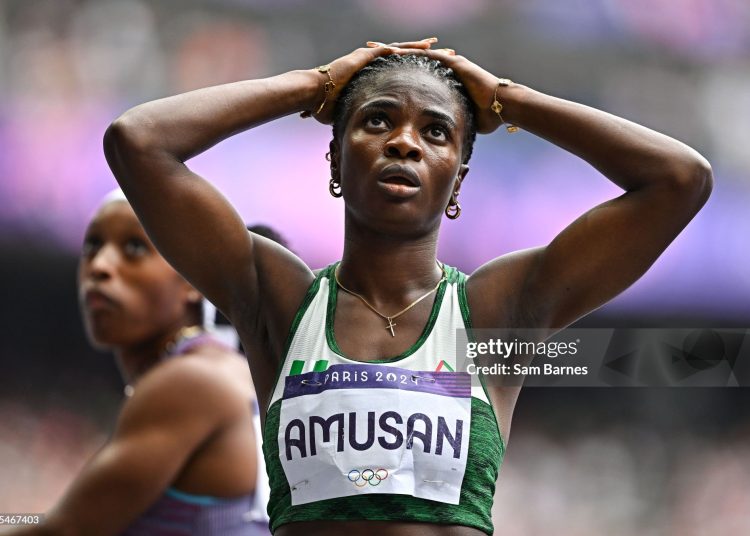 Tobi Amusan of Team Nigeria after the women's 100m hurdles semi-final at the Stade de France (Photo By Sam Barnes/Sportsfile via Getty Images)