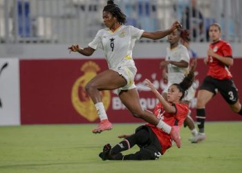 Doris Boaduwaa (in white) in action for Black Queens against Egypt Photo Courtesy: Doris Boaduwaa on X