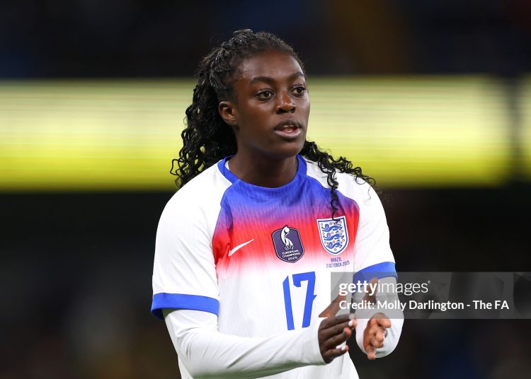 Michelle Agyemang of England looks on during the Women's international friendly (Photo by Molly Darlington - The FA/The FA via Getty Images)