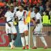 Goncalo Ramos #9 of Paris Saint-Germain celebrate his first goal with Nuno Mendes #25 and Quentin Ndjantou #47 during the UEFA Champions League 2025/26 League Phase MD2 match between FC Barcelona and Paris Saint-Germain (Photo by Xavier Laine/Getty Images)