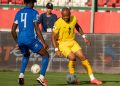 Jordan Ayew (with ball) in action against C.A.R.