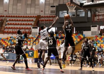 Spintex Knights in action against L.P.R.C. Oilers (in black) at 2026 BAL Qualifiers Photo Courtesy: FIBA Photo Courtesy: FIBA