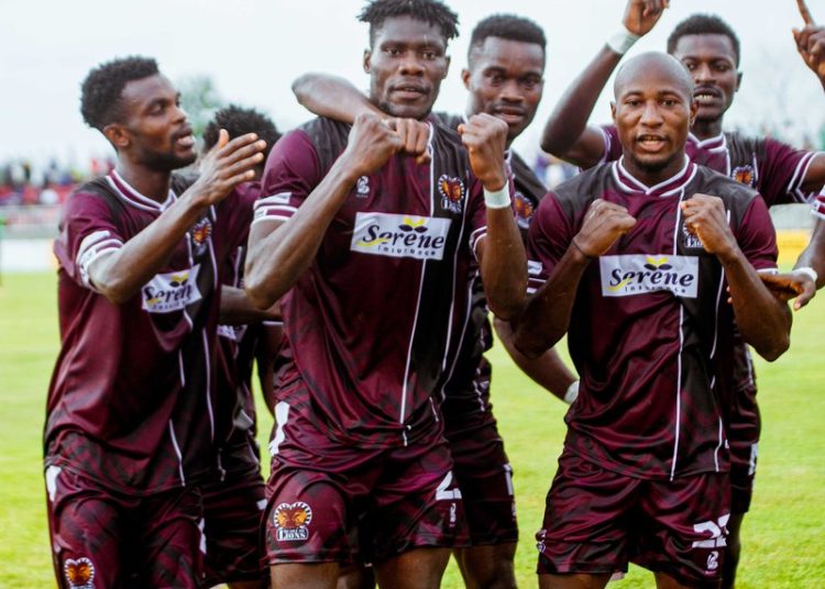 Kpando Heart of Lions celebrate win over Basake Holy Stars Photo Courtesy:  Ghana League on X